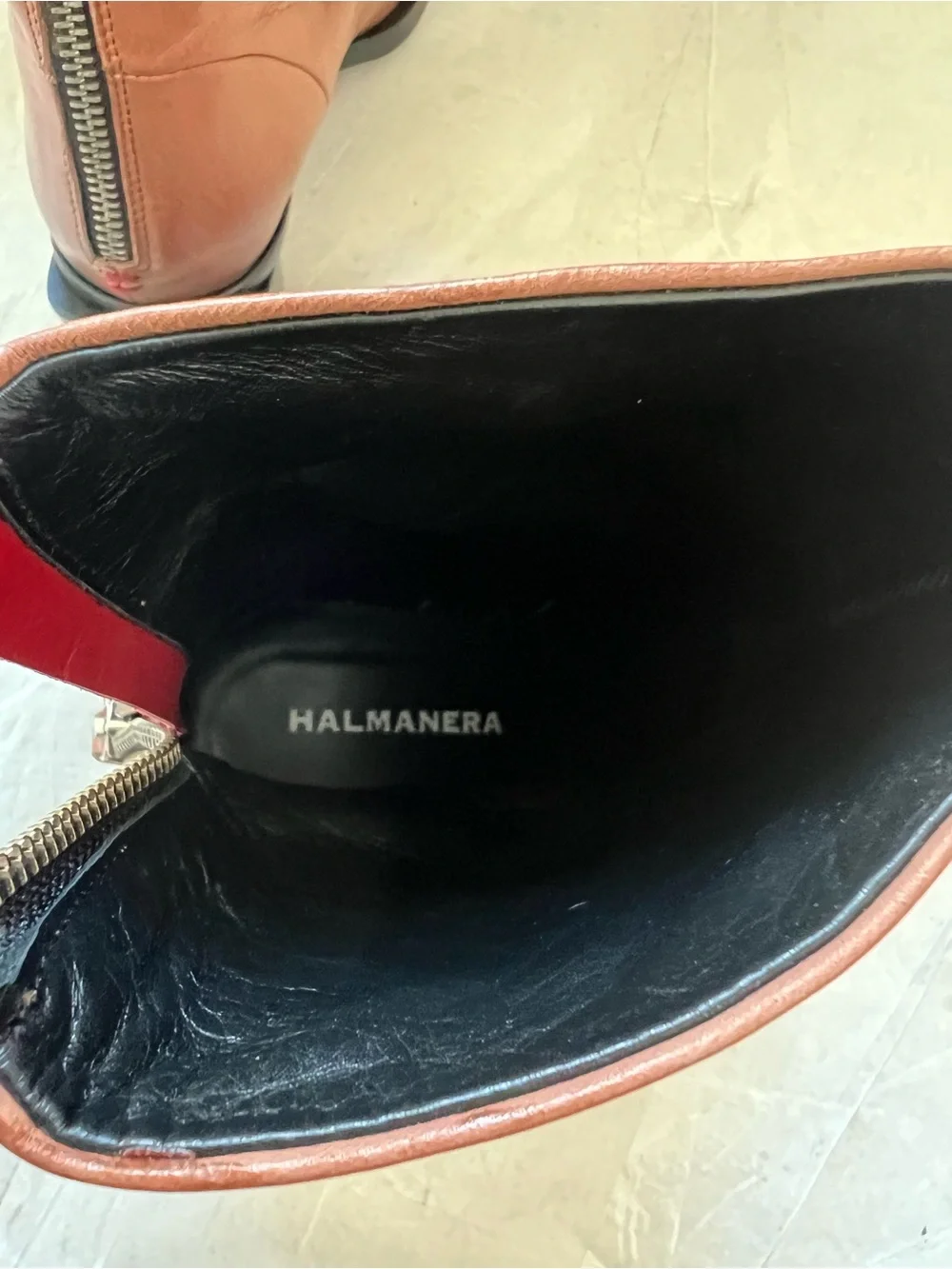 Halmanera Italian Leather Ankle Boots Heels Linda 13 Caramel Brown Size 40 US 10
